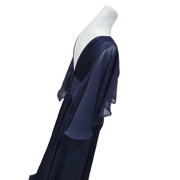 ASOS Bridesmaid Maxi Dress 8  Ruched Bodice Wrap Waist Flutter Sleeve Drape - Picture 13 of 16